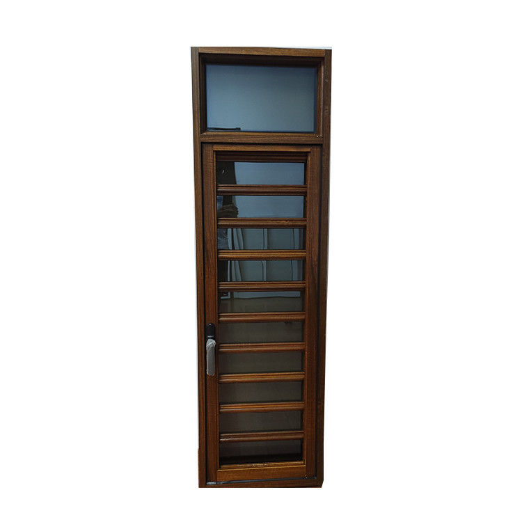 Puerta de persiana de vidrio de aluminio de diseño de grano de madera para interiores y certificación CE ISO9001