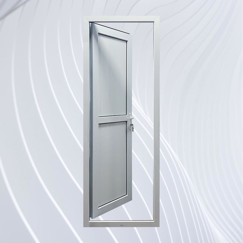 Superficie de banda de goma EPDM acabado UPVC puerta con bisagra vertical para puerta de enchufe de PVC