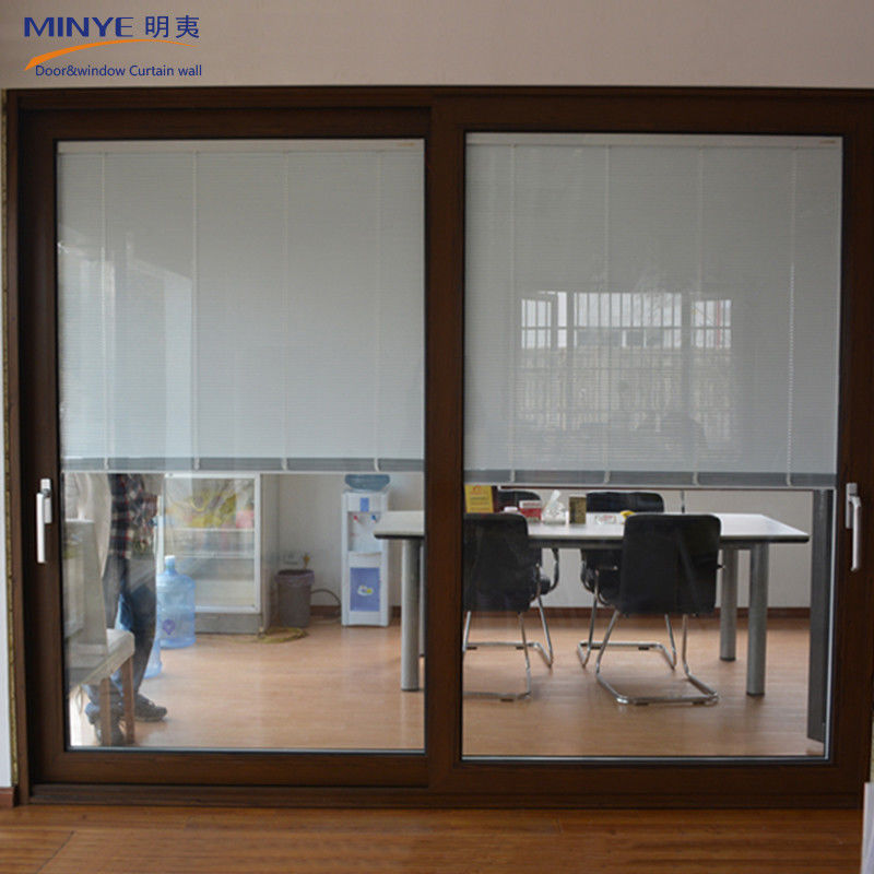 Tamaño personalizado Puerta corredera de aluminio y ventanas con persianas incorporadas al estilo francés