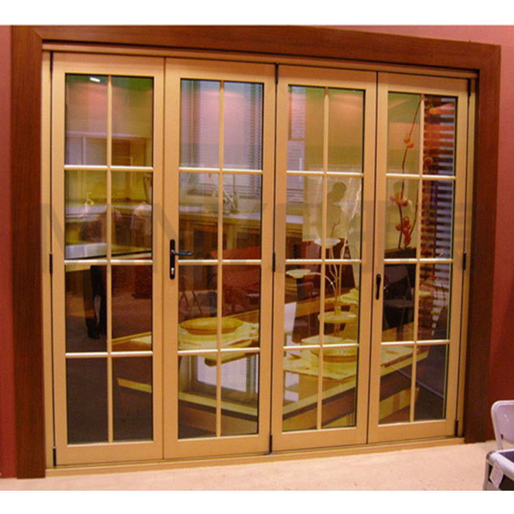 Aislamiento acústico de puertas plegables de aluminio de 30-40DB Diseño para el exterior de la casa de las rejillas