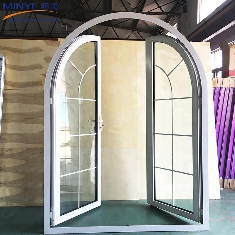 Hardware alemán y material de aleación de aluminio utilizado para puertas francesas con arco UPVC Puerta de entrada principal