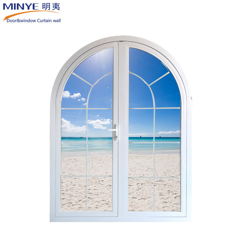 Puerta de cristal de doble oval de perfil de arco de aluminio con penetración de agua 450 PA
