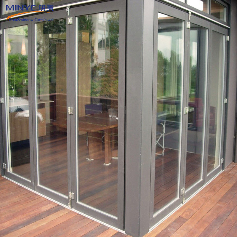 Puerta doble acristalada de vidrio de doble templado Puerta plegable de PVC para pared divisoria interior