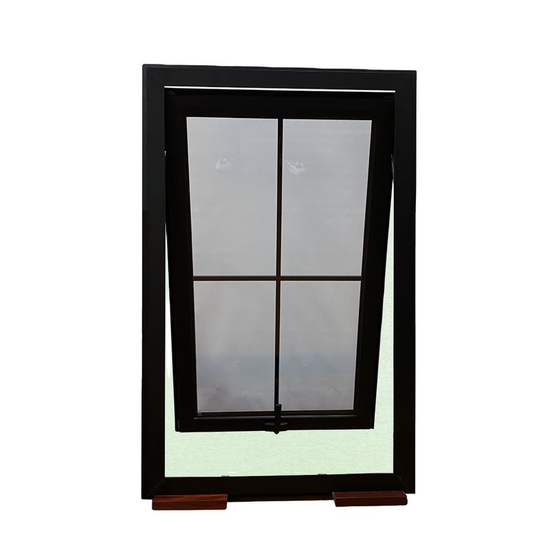 Ventana de toldo de aluminio de estilo swing abierto con vidrio doble templado y rejilla incorporada
