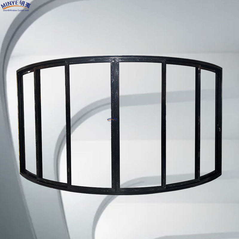 Puerta corredera de hotel con marco de aluminio curvado de múltiples pistas y vidrio doble templado