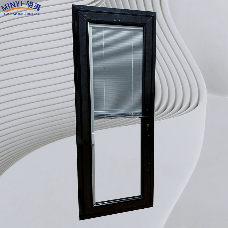Puerta de vidrio de aluminio con persiana interna y vidrio doble templado