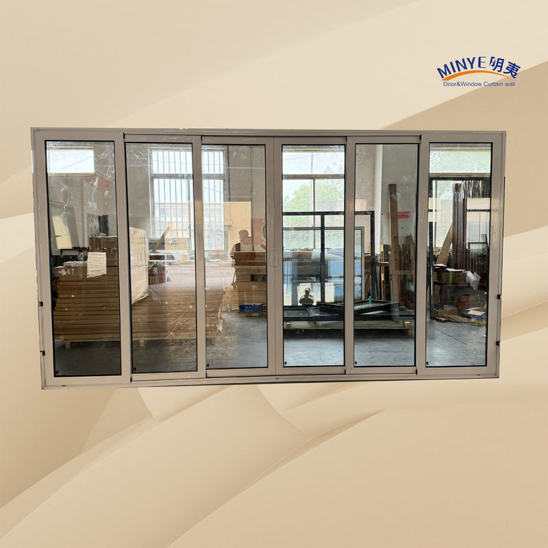 Puerta corredera de aluminio de corte térmico exterior con apilador y vidrio doble templado